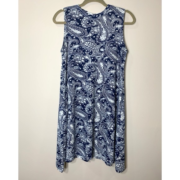 Simply Noelle Dresses & Skirts - Simply Noelle Swing Dress S/M 8-10 Blu Paisley Sleeveless Trapeze Jersey Knit